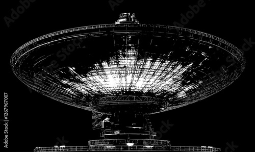 Magnificent Illuminated Radio Telescope at Night
