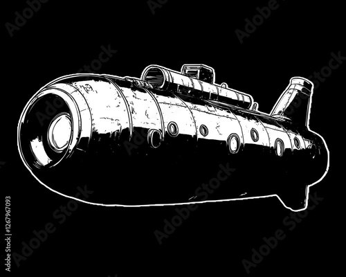 Stunning Blue Futuristic Spaceship Illustration