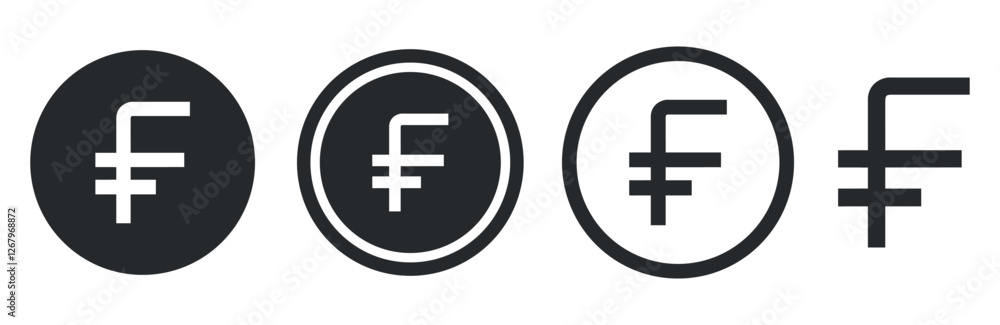 Four Circular Icons Featuring Stylized yen Sign Symbols Four Circular Icons Featuring Stylized yen Sign Symbols
