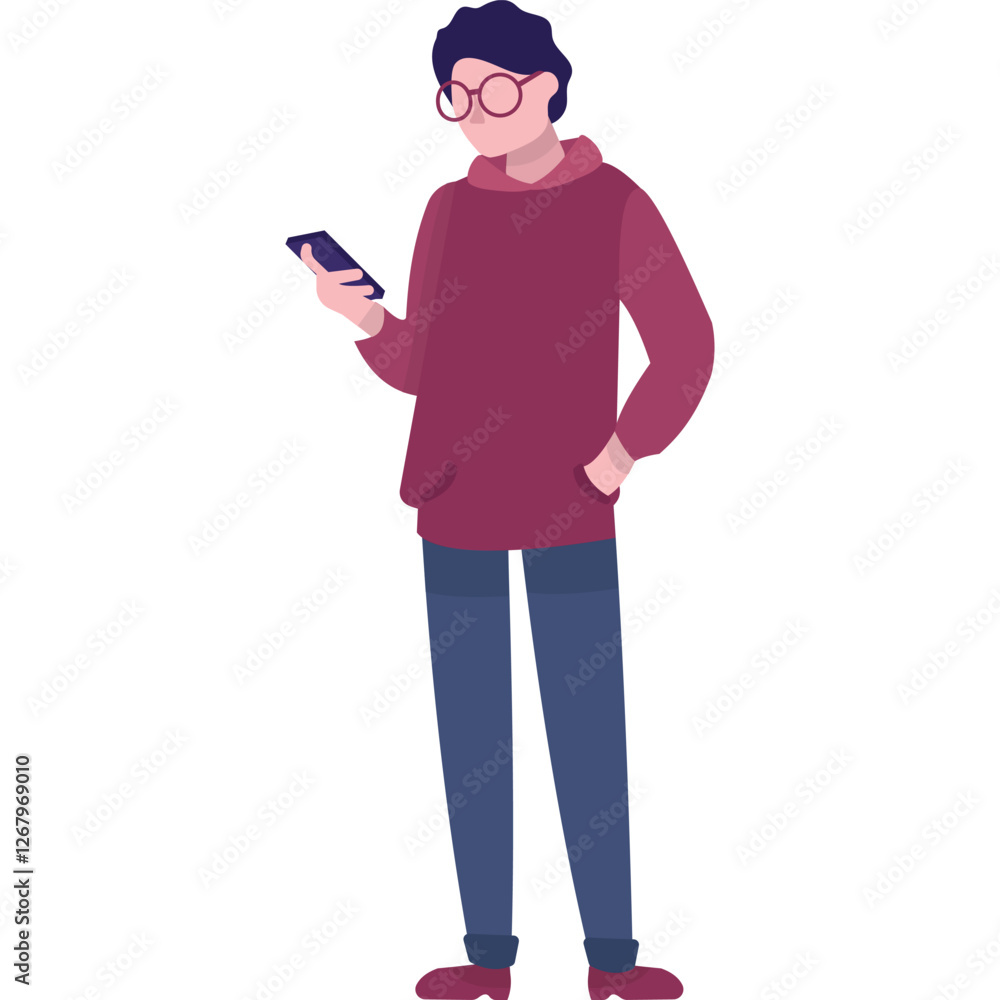 Man using phone icon vector people and smartphone Man using phone icon vector people and smartphone