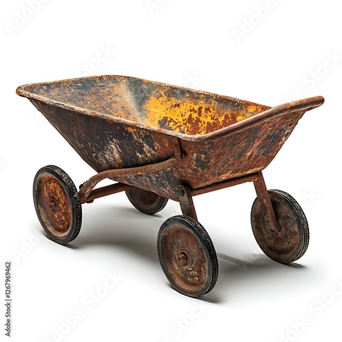 old wheelbarrow isolated on white