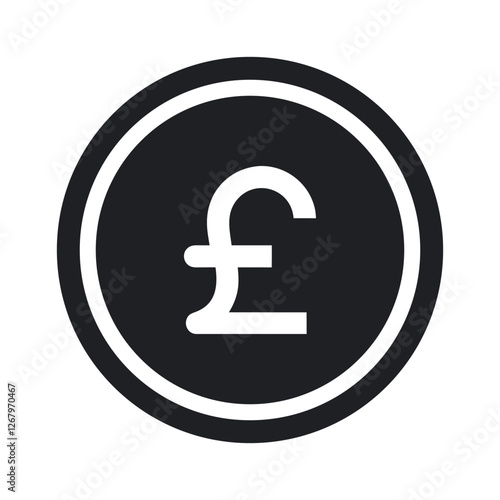 black and white british pound currency icon signs vector