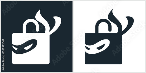 Ninja padlock Logo Design Vector Icon Symbol Illustrations.