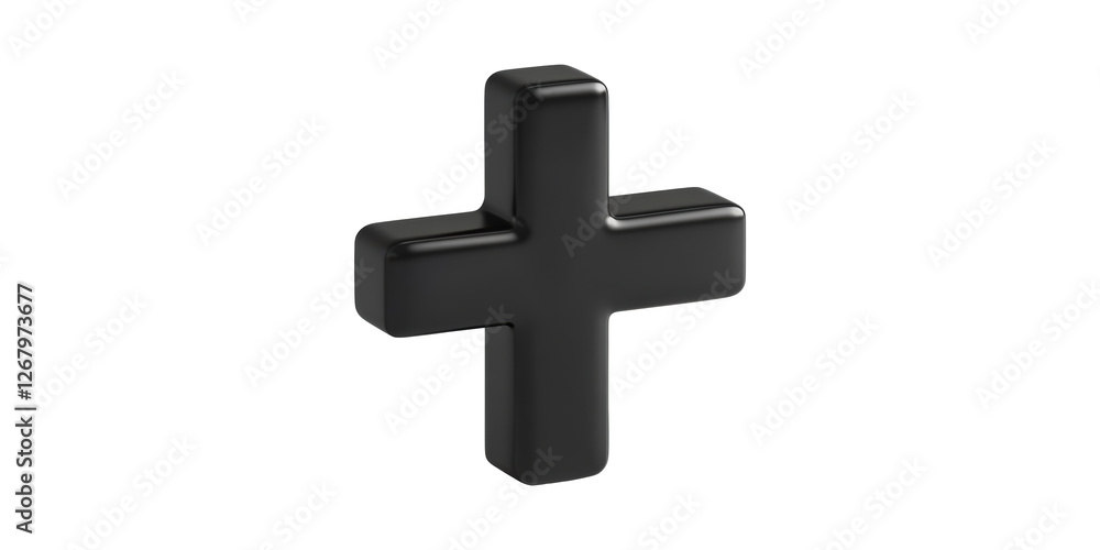 Obraz premium Black 3d plus sign isolated on transparent background