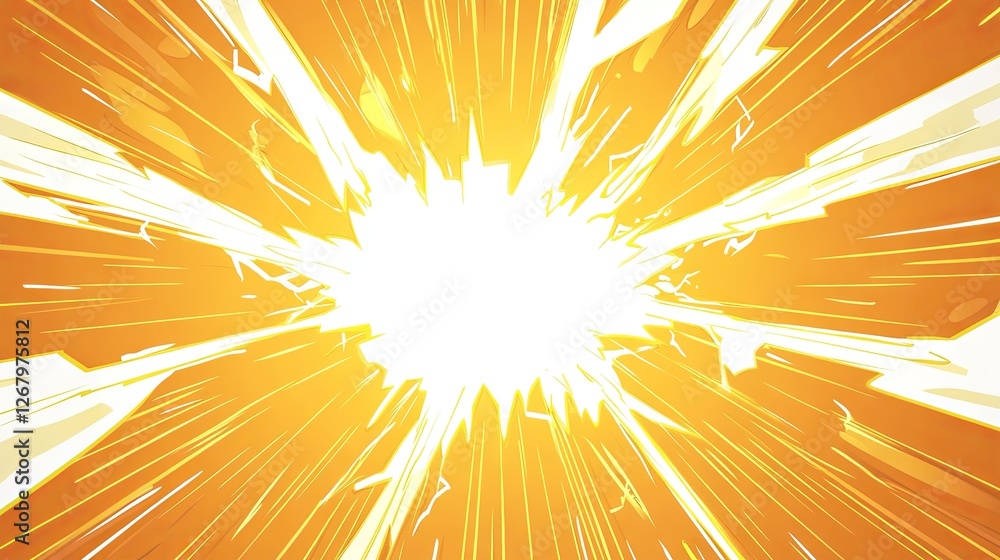 Obraz premium Vibrant Comic-Style Yellow Background with Thunderbolts for High-Impact Dialog or Text