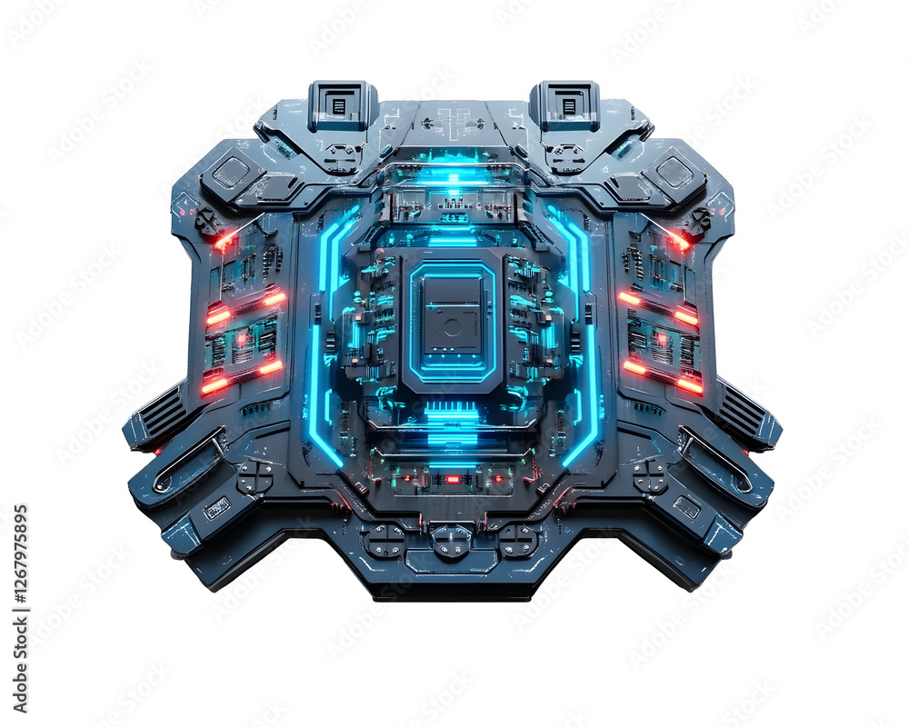 Fototapeta premium A futuristic microprocessor with glowing circuits, representing artificial intelligence and next-generation computing.