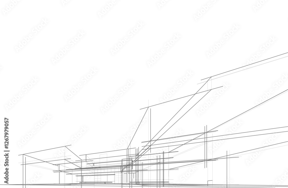 house building sketch architecture 3d illustration house building sketch architecture 3d illustration