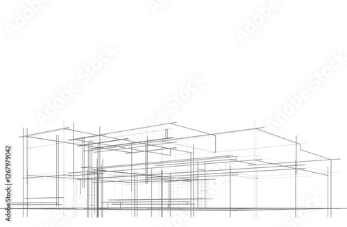 house building sketch architecture 3d illustration