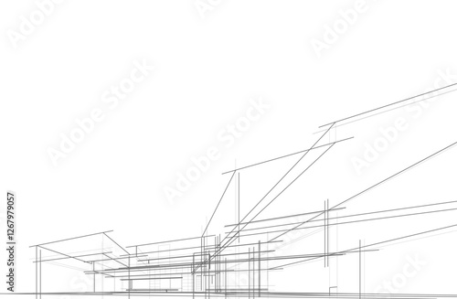 house building sketch architecture 3d illustration