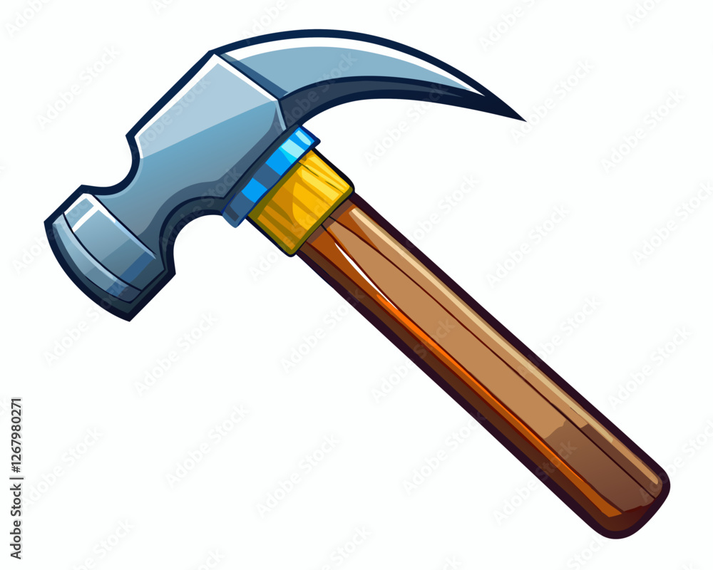 Vector drawing of a claw hammer, wooden handle with steel head, ultra-realistic on a white background. Vector drawing of a claw hammer, wooden handle with steel head, ultra-realistic on a white background.