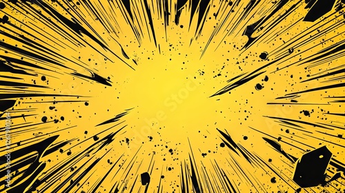 Wallpaper Mural Blank Yellow Comic-Style Background with Thunder Lightning Bolts for Dramatic Dialog or Caption Torontodigital.ca