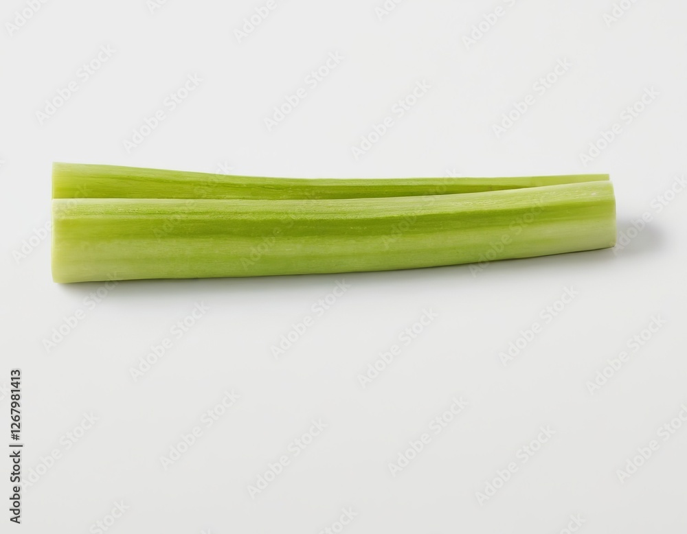 Fresh green celery stalk on a clean, white background. Fresh green celery stalk on a clean, white background.