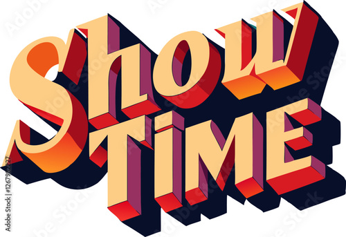 Retro style show time 3d vector text effect