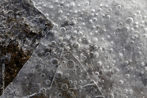 Surface of frozen water top view background