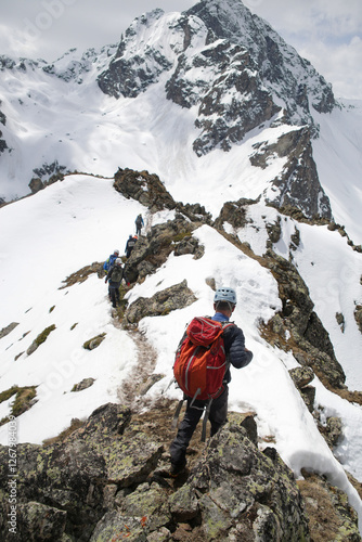 alpinism in the snowy mountains