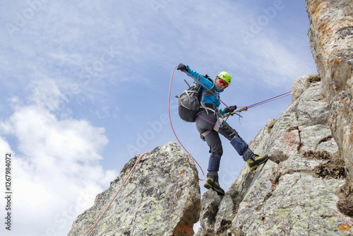 alpinism in the snowy mountains