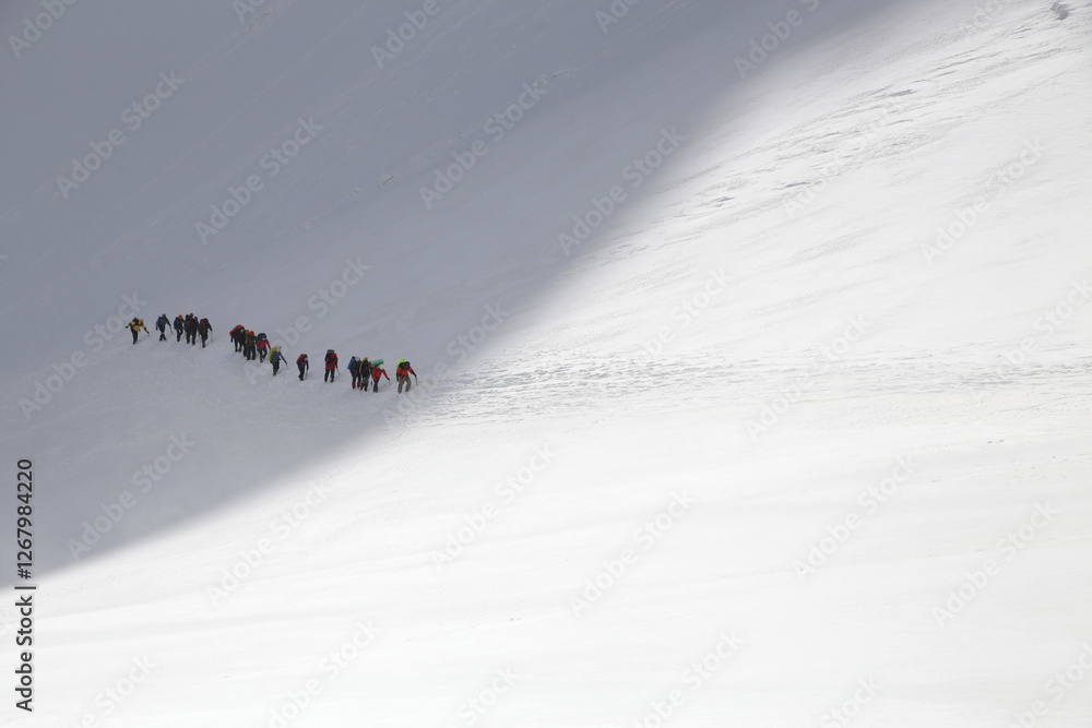 alpinism in the snowy mountains
