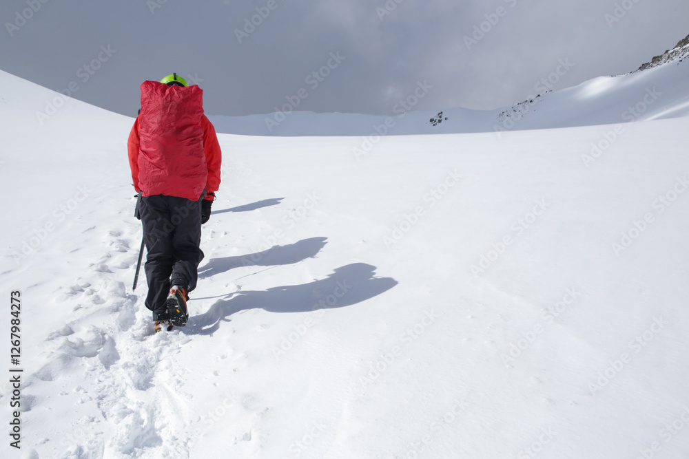 alpinism in the snowy mountains