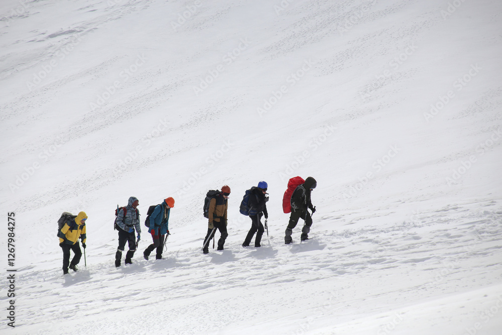alpinism in the snowy mountains