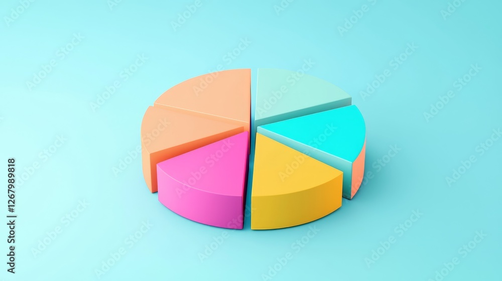Obraz premium Colorful pie chart infographic business analysis digital presentation modern office environment aerial view data visualization