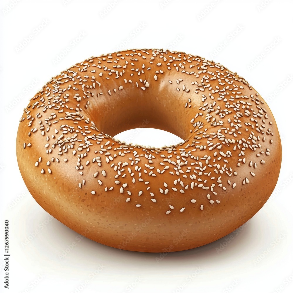 Bagel with sesame seeds isolated on white Bagel with sesame seeds isolated on white