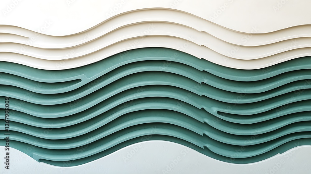 Obraz premium Abstract Wave Pattern in Teal and White