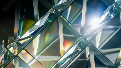 Prismatic Glass Reflection Overlay with Shattered Textures, Cracked Surfaces, and Light Refractions