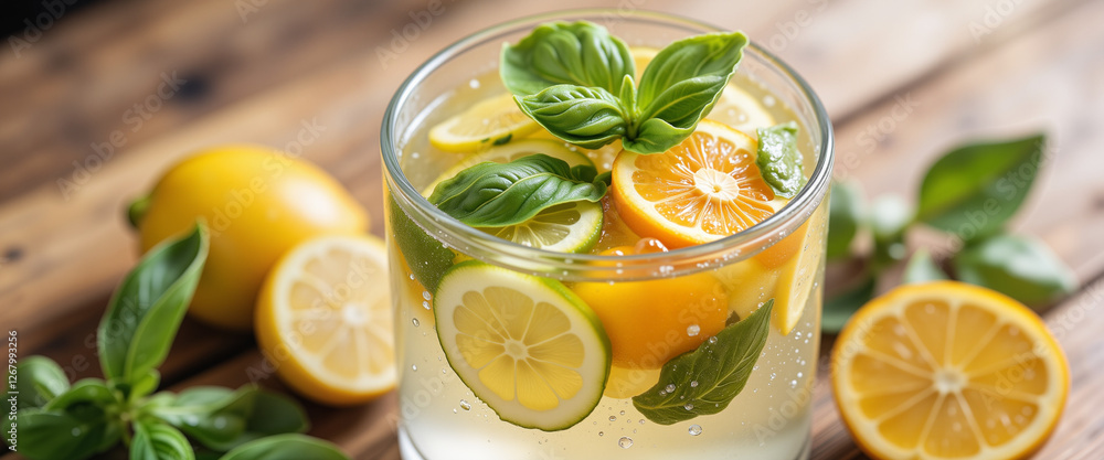Refreshing detox water infused with citrus and mint, vibrant hydration Refreshing detox water infused with citrus and mint, vibrant hydration