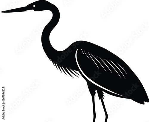 Beautiful great egret silhouette isolated on white background. Great egret icon vector illustration design.