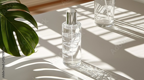 Wallpaper Mural Clear Glass Spray Bottle With Silver Cap Sunlight Torontodigital.ca