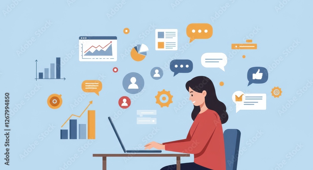 an illustration that represents data analysis in digital marketing. an illustration that represents data analysis in digital marketing.