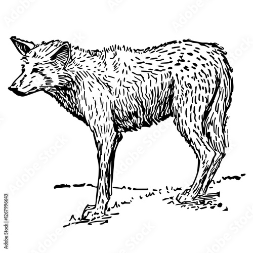 Coyote Illustration Vintage Style