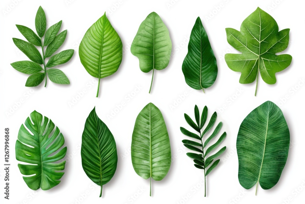 collection of tropical leaves on white background collection of tropical leaves on white background