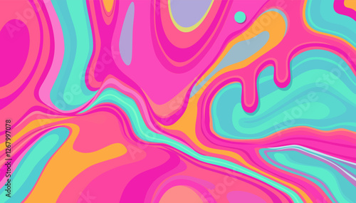 Trippy wavy melting abstract surface. Vector geometric psychedelic print