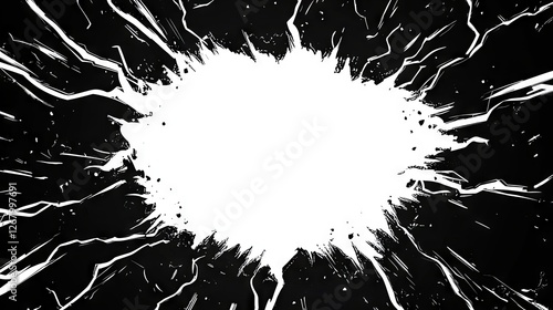 Blank Black Comic-Style Background with Thunder and Lightning Bolts for Dramatic Dialog or Caption Setting  
