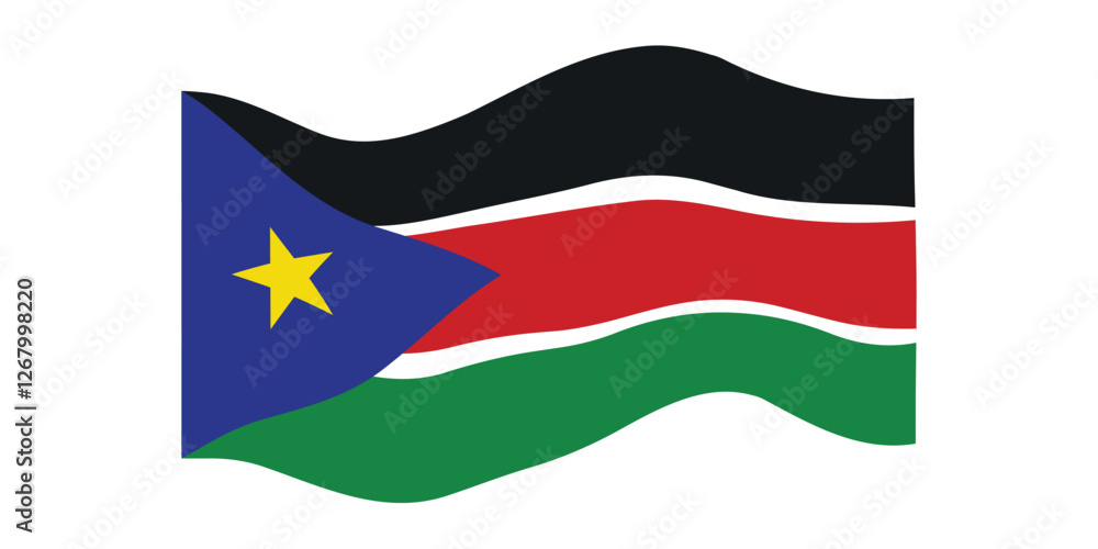 Flag of South Sudan. Sudanese national symbol in official colors. Template icon. Abstract vector background. Flag of South Sudan. Sudanese national symbol in official colors. Template icon. Abstract vector background.