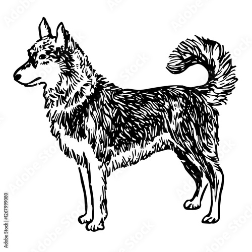 Siberian Husky Vintage Style Illustration Vector Art