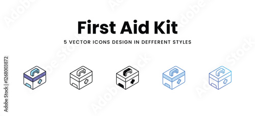 First Aid Kit vector icons set stock illustration