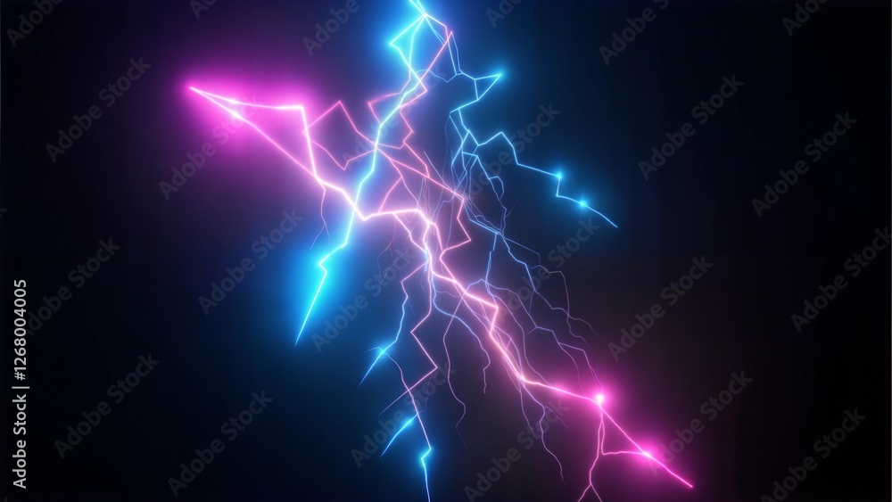 Abstract neon lightning patterns, bright digital strokes, black background Abstract neon lightning patterns, bright digital strokes, black background