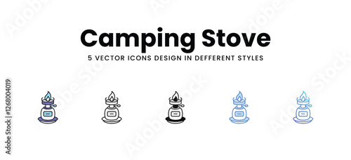 Camping Stove vector icons set stock illustration