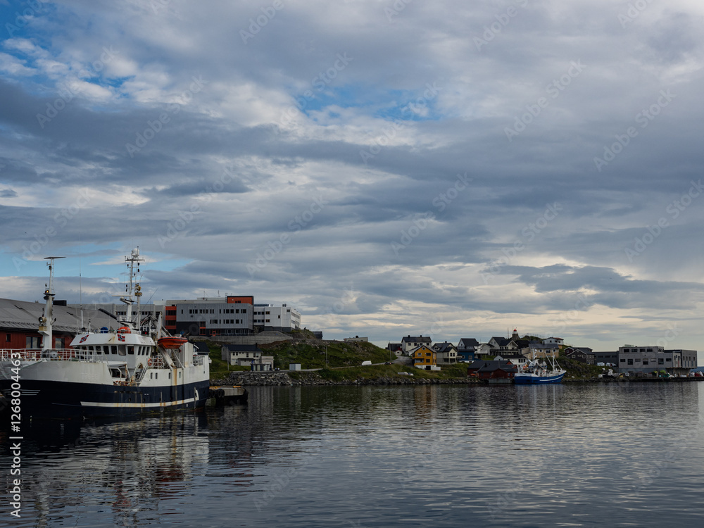 Photo of the town of Honningsvag, in the municipality of Nordkapp, in the Finnmark region of northern Norway. Barents Sea Photo of the town of Honningsvag, in the municipality of Nordkapp, in the Finnmark region of northern Norway. Barents Sea