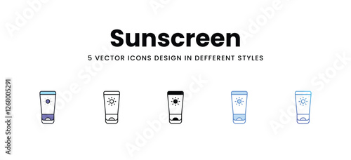 Sunscreen vector icons set stock illustration