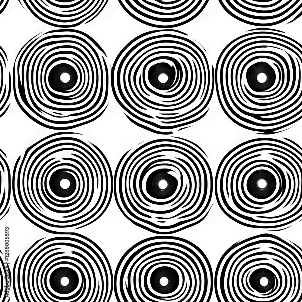Seamless Pattern - Abstract concentric circles pattern in black and white. Seamless Pattern - Abstract concentric circles pattern in black and white.