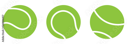 green tennis ball set - vector illustration