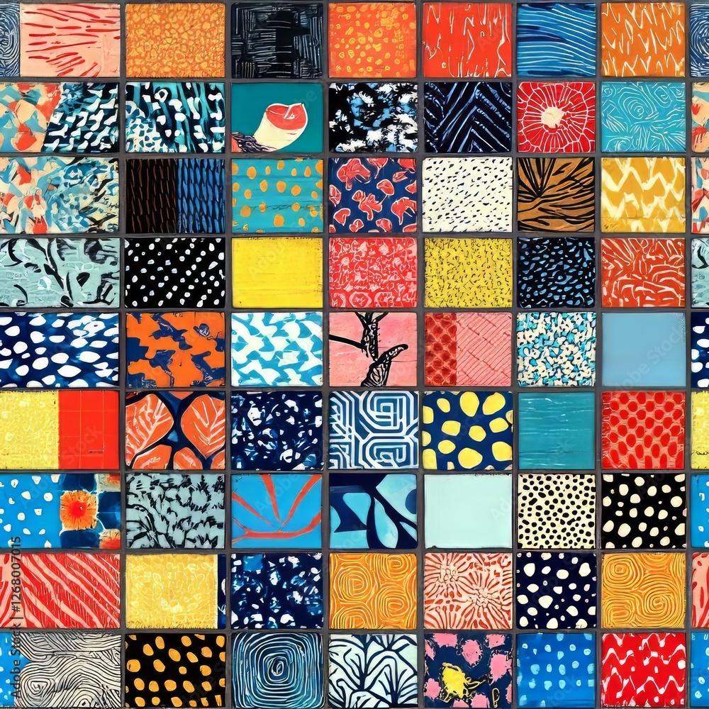 Fototapeta premium Seamless Pattern - Colorful mosaic tile wall art pattern