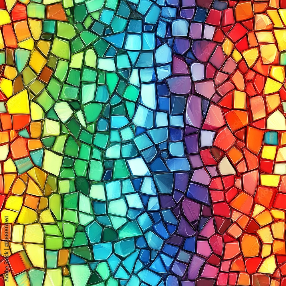 Seamless Pattern - Vibrant rainbow mosaic tile texture background Seamless Pattern - Vibrant rainbow mosaic tile texture background