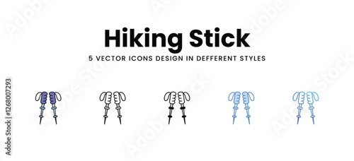 Hiking Stick vector icons set stock illustration