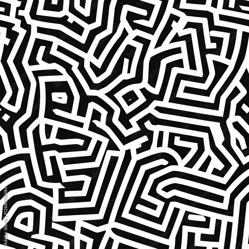 Seamless Pattern - Abstract black and white geometric pattern Seamless Pattern - Abstract black and white geometric pattern