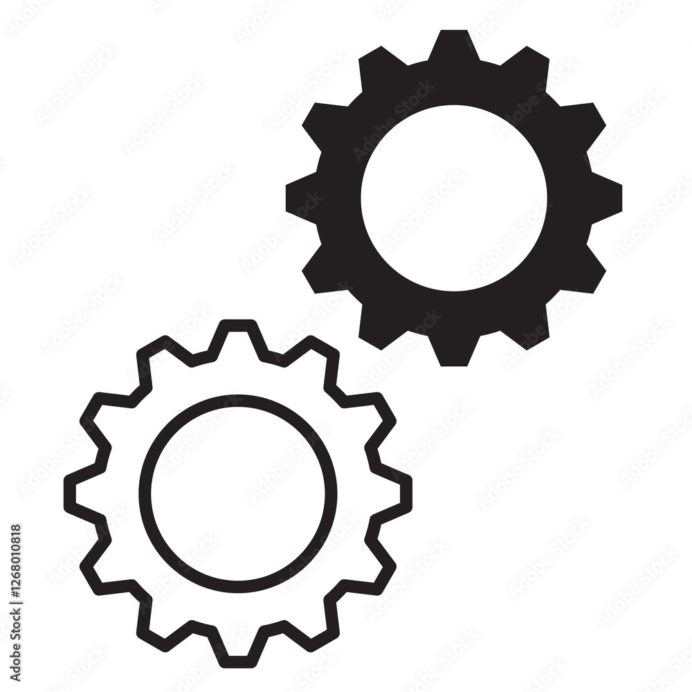 Settings icon vector isolated on white background. thin symbols or lined elements in outline style Settings icon vector isolated on white background. thin symbols or lined elements in outline style