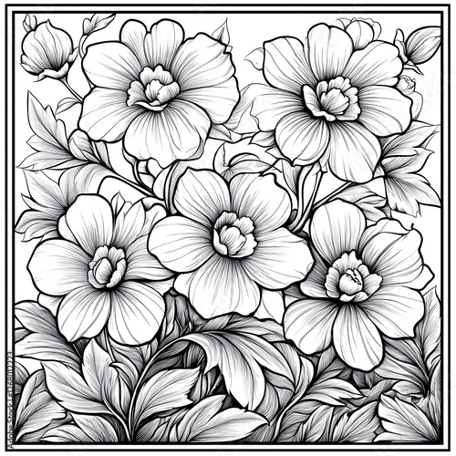 Wallpaper Mural floral coloring page intricate line high-resolution HD wallpaper Torontodigital.ca